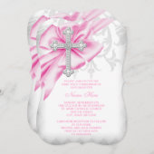 ピンクダマスク十字第1聖餐式 招待状 (正面/裏面)