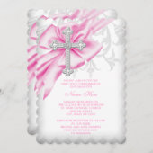 ピンクダマスク十字第1聖餐式 招待状 (正面/裏面)