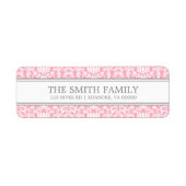 ピンクダマスク模様 ラベル (正面)