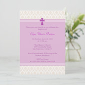 ピンクダマスク洗礼/《キリスト教》洗礼式や命名式招待状 招待状 (スタンド正面)