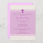 ピンクダマスク洗礼/《キリスト教》洗礼式や命名式招待状 招待状 (正面/裏面)