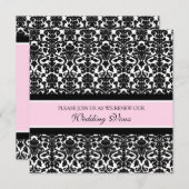 ピンクダマスク結婚の誓い更新招待状 招待状 (正面/裏面)