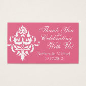 ピンクダマスク結婚式のお願いギフトラベル (正面)