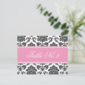 ピンクダマスク結婚式のテーブル番号 ポストカード (スタンド正面)