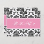 ピンクダマスク結婚式のテーブル番号 ポストカード (正面/裏面)