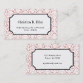 ピンクダマスク縁どフレームコンサルタントプロフェッショナル 名刺 (正面/裏面)