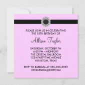 ピンクダマスク15th誕生日パーティーへの招待 招待状 (裏面)