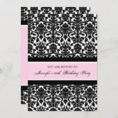 ピンクダマスク30歳の誕生日パーティの招待状 招待状 (正面/裏面)