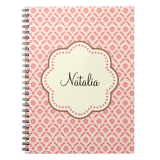 ピンクダマスク ノートブック (正面)
