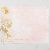 ピンクダマスク&金ゴールドフローラスクラップブック紙 (正面/裏面)