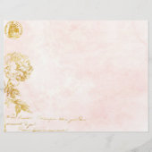 ピンクダマスク&金ゴールドフローラスクラップブック紙 (裏面)