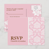 ピンクダマスクRSVPポストカード インビテーションポストカード (正面/裏面)