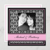 ピンクダマスコウェディング婚約発表 案内状 (正面/裏面)