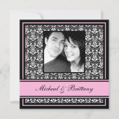 ピンクダマスコウェディング婚約発表 案内状 (正面)