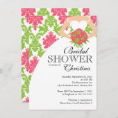 ピンクダマスモダンクビューティフルブライドブライダルシャワー 招待状 (正面/裏面)