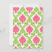 ピンクダマスモダンクビューティフルブライドブライダルシャワー 招待状 (裏面)