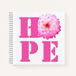 ピンクダリアの花の写真 HOPE 8x8ノート ノートブック