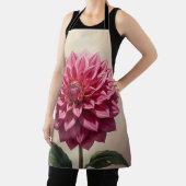 ピンクダリアの花の植物画 エプロン (インサイチュ)
