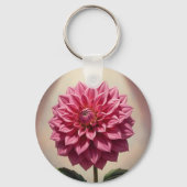 ピンクダリアの花の植物画 キーホルダー (裏面)