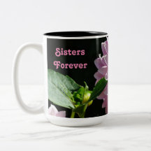 ピンクダリアの花を持つ永遠の姉妹コーヒーマグ