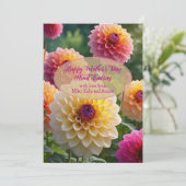 ピンクダリアシンプルスグリーティングマザーズDay Card 招待状 (スタンド正面)