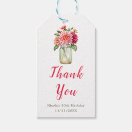 ピンクダリアスメイスンジャールバースデーパーティー ギフトタグ