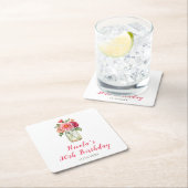 ピンクダリアスメイスンジャールバースデーパーティー スクエアペーパーコースター (インサイチュ)