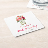 ピンクダリアスメイスンジャールバースデーパーティー スクエアペーパーコースター (アングル)