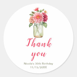 ピンクダリアスメイスンジャールバースデーパーティー ラウンドシール