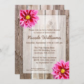 ピンクダリアバ素朴ーンウッドブライダルシャワー 招待状 (正面/裏面)
