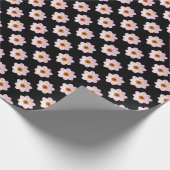 ピンクダリアパターン – ブラックのフルカラー ラッピングペーパー (角)
