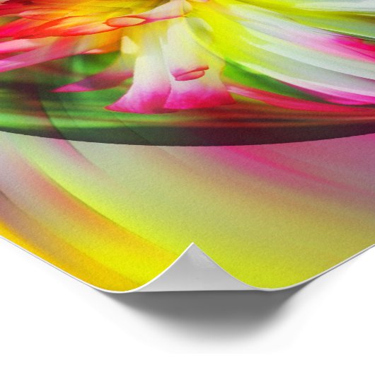 ピンクダリアフラワーエナジー抽象芸術アート ポスター (角)