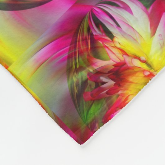 ピンクダリアフラワーエナジー抽象芸術 フリースブランケット (角)