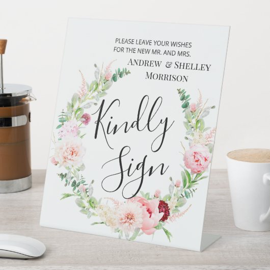 ピンクダリアフレンドリーサイン結婚ズゲストブック 台座サイン (インサイチュ)