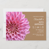 ピンクダリアフローラカッパー90誕生日 招待状 (正面)