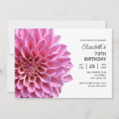 ピンクダリアフローラグリーンリー70誕生日 招待状 (正面)