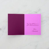 ピンクダリアフローラ写真ありがとうあいさつ ノートカード (内部)