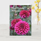 ピンクダリアフローラ写真ハッピーバースデー カード (黄色い花)
