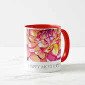 ピンクダリア花アートハッピーマザーズデイマグ マグカップ (正面右)