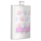 ピンクダリア、ブルーダリア、花、モノグラム フラスク (右)