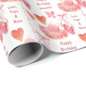 ピンクダンスツツ&バレエスリッパ誕生日 ラッピングペーパー (ロールコーナー)