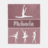 ピンクダンスバレリーナカスタマイズ可能な名前グリッター フリースブランケット (正面)