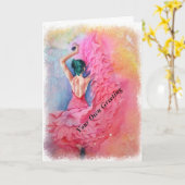 ピンクダンスペインのサーグリーティングカード カード (黄色い花)