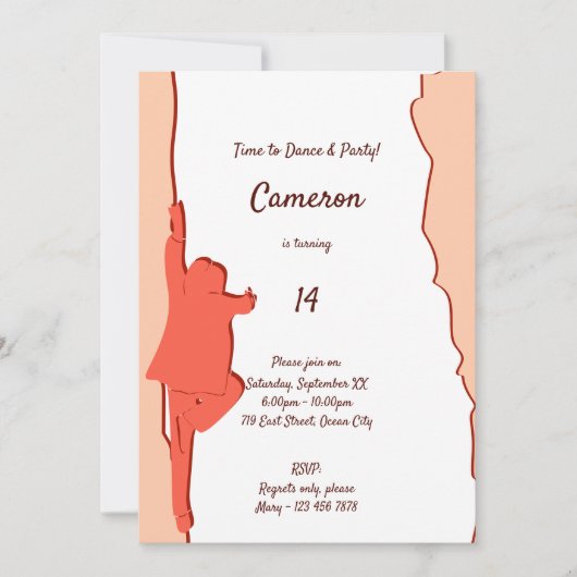 ピンクダンス14thバースデーパーティーへの招待 招待状 (正面)