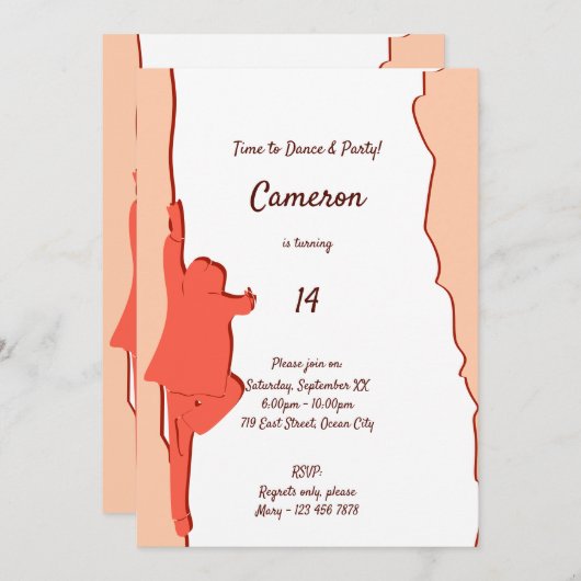 ピンクダンス14thバースデーパーティーへの招待 招待状 (正面/裏面)