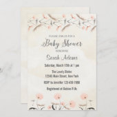 ピンクダンデリオンフラワーズベビーシャワー招待状 招待状 (正面/裏面)