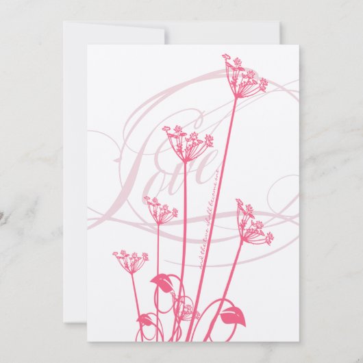 ピンクダンデリオンワイルドフラワー結婚式招待状 招待状 (裏面)