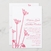 ピンクダンデリオンワイルドフラワー結婚式招待状 招待状 (正面/裏面)