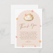 ピンクダンピングベビーガールシャワーサンキューカード (正面/裏面)