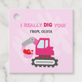 ピンクダンプトラックハートバレンティンギフトラベル フェイバータグ